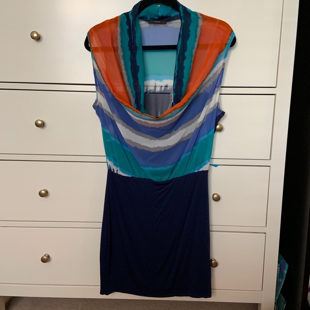 Cowl neck mini dress in navy